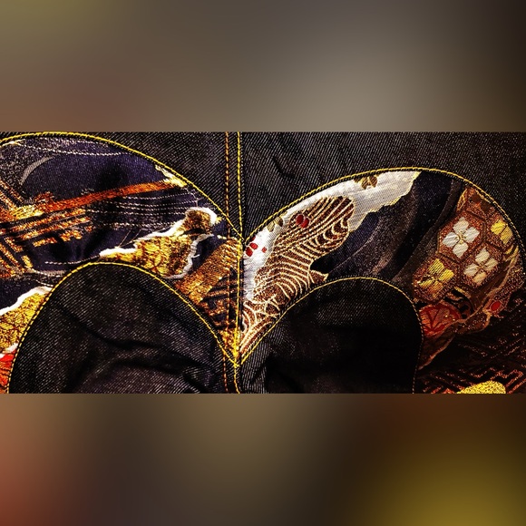 Evisu Brocade Selvedge Daicock Gold Embroidery Relax Denim Jeans NWT w Bag - Picture 12 of 16